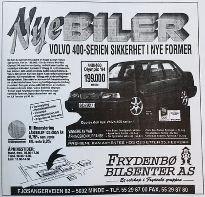 Åsane 1994 - nye biler. gammel avis volvo